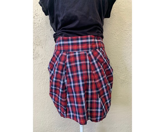 Vintage Inspired Red and Blue Plaid Mini Skirt, S… - image 7