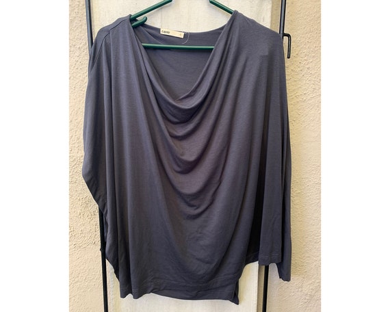 Vintage Inspired Steel Grey Blue Rayon Blend Shir… - image 7