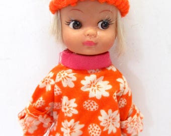 Small Vintage Hippie Doll Flower Outfit Hong Kong 1970's