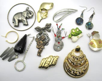 Monet Coventry Brooch Pin Snowmen Single Earrings Buckle Odds Ends Lot