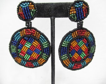 Vintage Dainty Colorful Glass Pierced Earrings Handcrafted Vintage