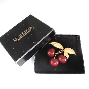 Vintage JOAN RIVERS Red Cherries & Austrian Rhinestone
