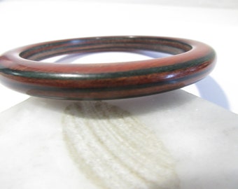 Wood Brown with Black Stripes Vintage Bangle Bracelet Handcrafted