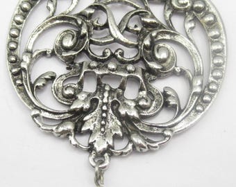 Avon Silver Tone Faux Pearl Dangle Fancy Pendant Vintage Finding