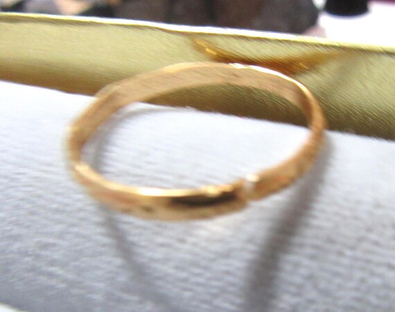 Stack Ring Thin Gold Tone Metal Ring Flowers Rais… - image 2