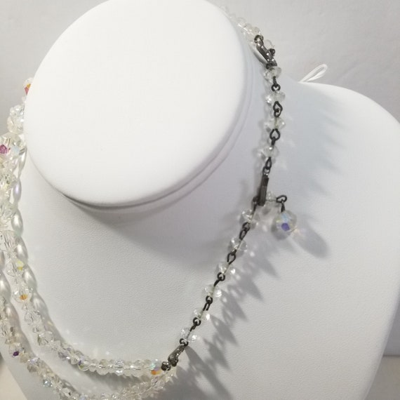 AB Coated Vintage Clear Crystal Necklace Double S… - image 3