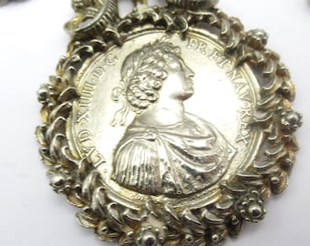 Louis XIIII Coin Vintage Necklace 2" Pendant