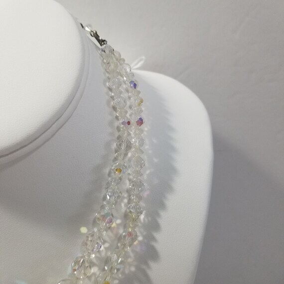 AB Coated Vintage Clear Crystal Necklace Double S… - image 2