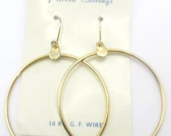 14k Gold Filled Ear wires Hoop Pierced Earrings Vintage NOS New on Card