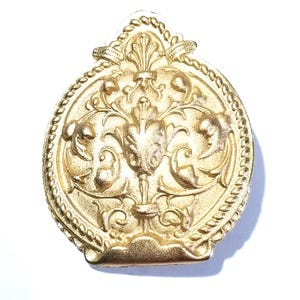 Vintage Floral Relief Brushed Gold Tone Brooch Pin
