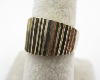 Chunky 925 Sterling Silver Carved Ring Band Size 9 10gm