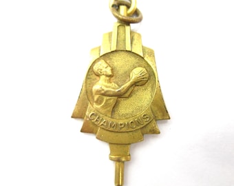Brass Basketball Champions All-Tourney Key Vintage Pendant Signed Balfour