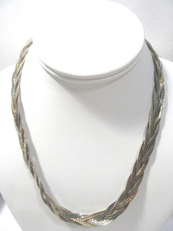 Vintage Braided Silver Tone Herringbone Chains 198