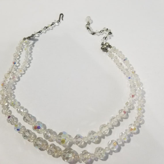 AB Coated Vintage Clear Crystal Necklace Double S… - image 4