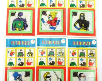 Batman Slide Puzzles 1960's Complete Set Made in Hong Kong Retro 60s