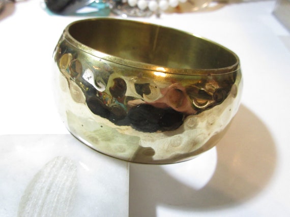Vintage 1970s Jewelry From India HAMMERED Metal Cuffs BRASS or SILVER 1 Inch Wide New Old Stock