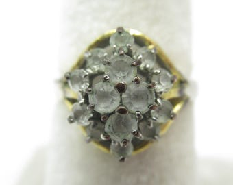 Vintage glazen stenen cocktail oude ring maat verstelbaar 7