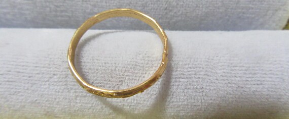 Stack Ring Thin Gold Tone Metal Ring Flowers Rais… - image 3