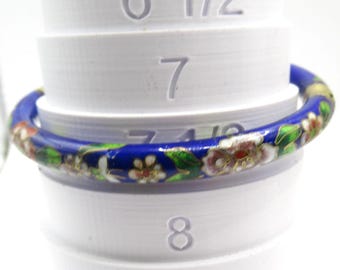 Cloisonne' Blue w Flowers Vintage Bangle Bracelet Colorful