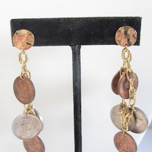 Vintage Drop Dangle Earrings Coins Arab Emirates and Belgium