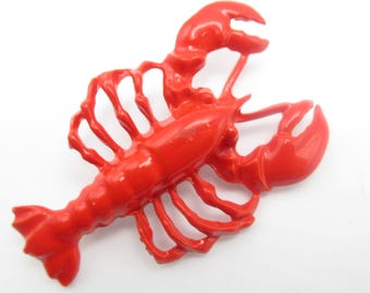 Red Lobster Fish Brooch Pin Vintage Figural Ocean Beach