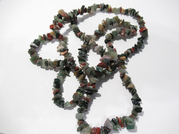 Long Jasper Chip Vintage Necklace Long Nos - image 3