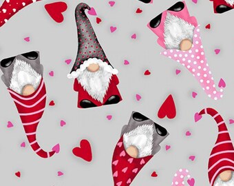 Valentine Gnomes Fabric by Cuddle Shannon Studio