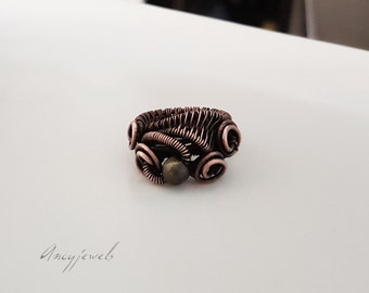 Oxiderad kopparring/trådlindad ring