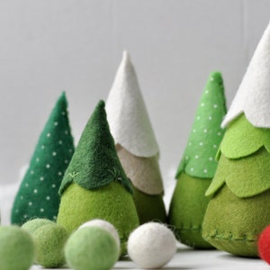 PDF tutorial Cone felt woodland Christmas felt ideas, fabric felt decoration DIY. winter tree ornament. EASY green, ecofriendly ornament image 2