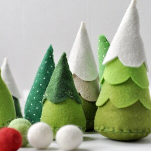 PDF tutorial Cone felt woodland - Christmas felt ideas, fabric felt decoration DIY. winter tree ornament. EASY green, ecofriendly ornament