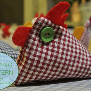 Easter home ideas, easter hen PDF tutorial with pattern pieces. Fabric decoration, sewing DIY. Beginners sewing tutorial ornament. EASY image 2