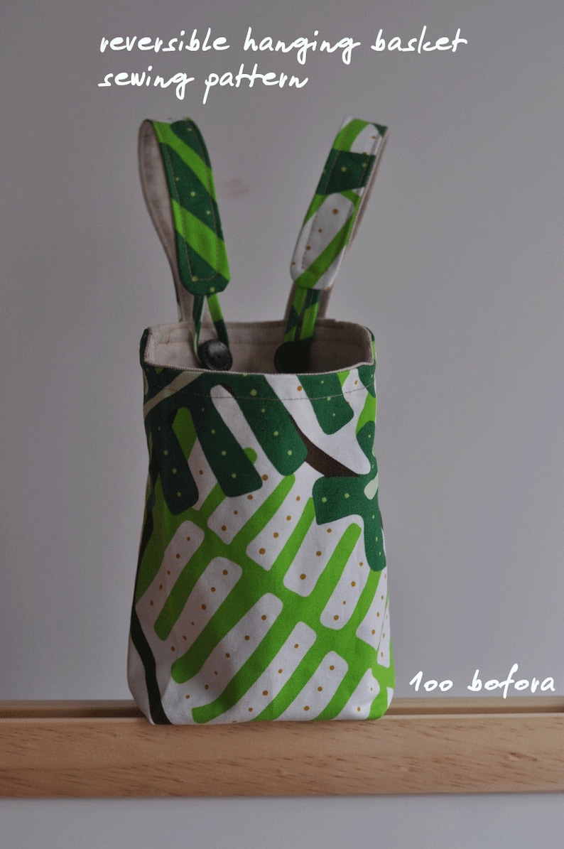 Reversible fabric hanging baskets, fabric hanging organizers pattern. beginners sewing tutorial, beginner sewing patterns, home organisation image 2