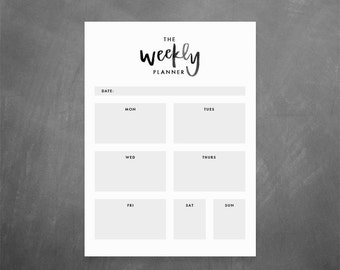 The Weekly Planner Printable // Blog Planner, Weekly Organizer, Desk Organizer, Hand Lettering, Minimalist Agenda, Instant Download