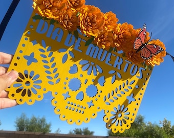 Día de los muertos wood Sign, wood papel picado home decor, Large papel picado wood sign, Mexican home decor, day of the dead decor
