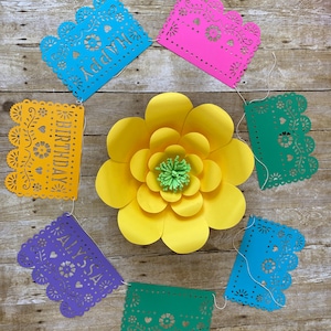 Custom Happy Birthday papel picado banner, Coloful Papel Picado for a Chic Fiesta Party Decor, Custom Papel Picado banner for Fiesta Party