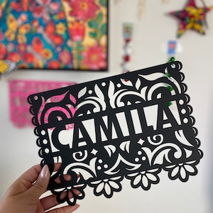 Custom Papel Picado Mexican Name Sign, wood papel picado name home decor, papel picado name sign, Mexican home decor, Mother’s Day gift