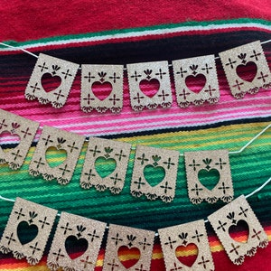 Small Rose Gold Papel Picado Banners for shadow boxes and mini ofrendas.