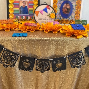 Ofrenda Día de los muertos estandarte de papel picado, estandarte de ofrenda, estandarte del día de los muertos, estandarte del corazón sagrado, decoración de Ofrenda papel picado