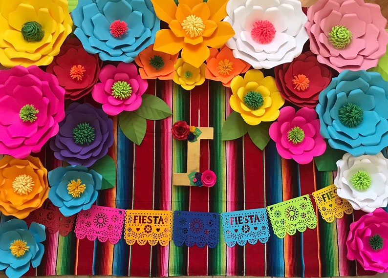 6'x4' Mexican Fiesta Paper Flower Backdrop Flower Etsy