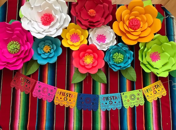 Fiesta Mexicana Enormes Flores de Papel Decoración de Fiesta - Etsy México