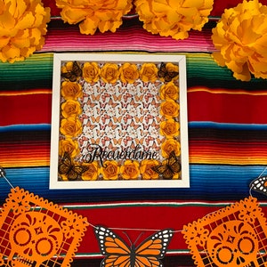 12&quot;x12&quot; Monarca Recuerdame Shadow Box, Memorial Shadow Box,  Ofrenda Gift Idea,  Shadow Box for ofrenda, Monarch butterfly, Day of the dead