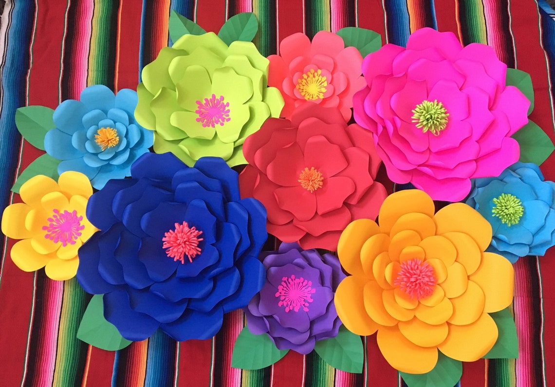 Mexican Fiesta Paper Flower set of 10 for party decor wall Etsy