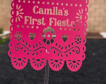 10  Cielito Lindo Papel Picado for fiesta table centerpieces, Fiesta papel picado for table decor with or without sticks.