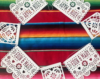 Wedding Papel Picado Banner, 6ft banner Mexican Theme Wedding banner, Boda Mexicana, custom papel picado banner, fiesta party banner.