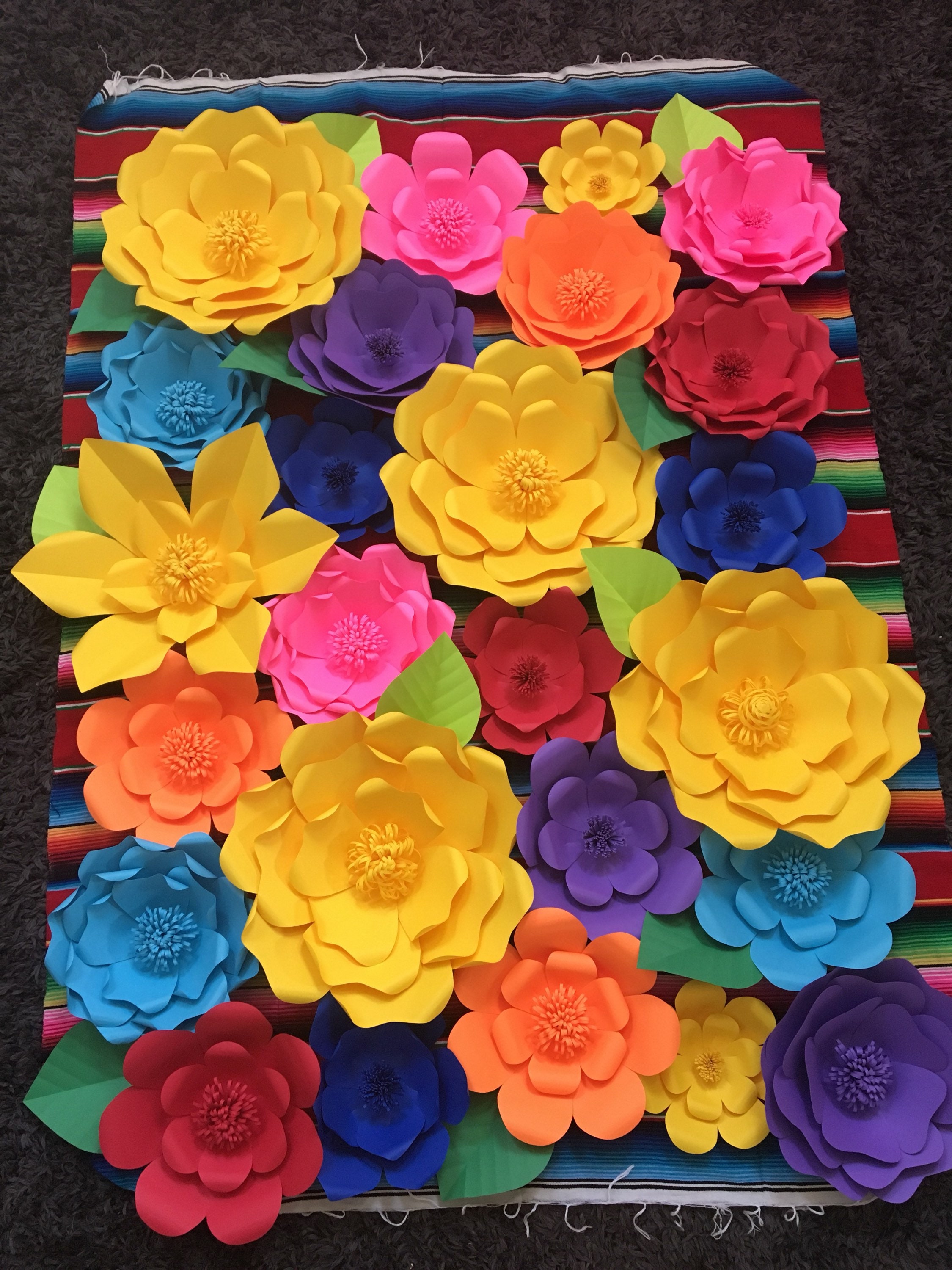 25 Mexican Fiesta Giant Paper Flowers for Wall Decor Etsy