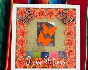 12"x12" Amor Eterno Memorial box, Remember Me Shadow Box, Personalized Frame, Handmade Gift, ofrenda decor
