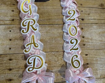 Polka dots Graduation Lei, Personalized Satin Ribbon for Graduation Gift, class of 2026