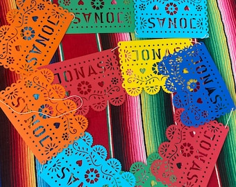 Custom Multi Color Fiesta papel picado banner, fiesta party, party decor, nursery wall decor