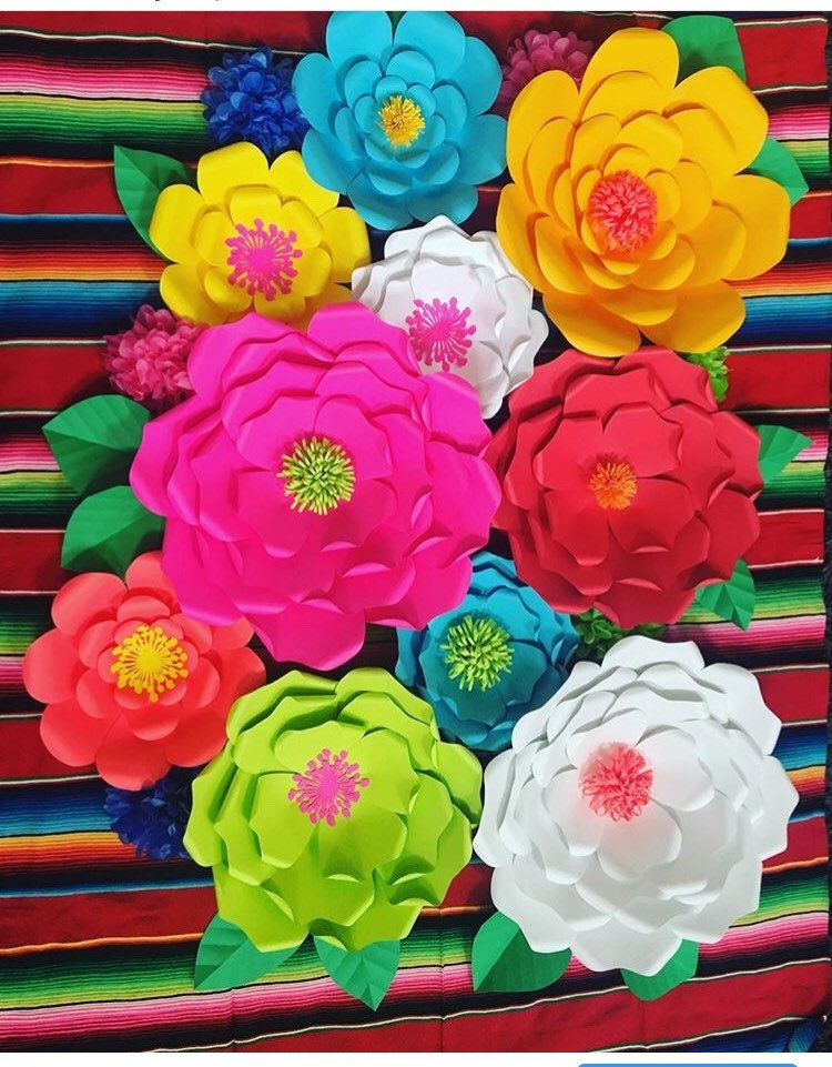 Paper Flower Wall Decor, DIY, Cinco De Mayo Decorations, Mexican Paper  Flowers, Mexican Party Decorations, Fiesta Baby Shower Decorations 