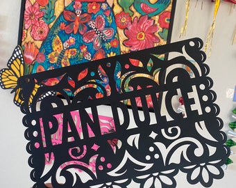 Custom Papel Picado Mexican Name Sign, wood papel picado name home decor, Large papel picado name sign, Mexican home decor, pan dulce sign